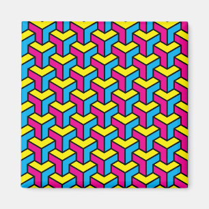Aimant Bloc d'illusion géométrique CMYK en gras