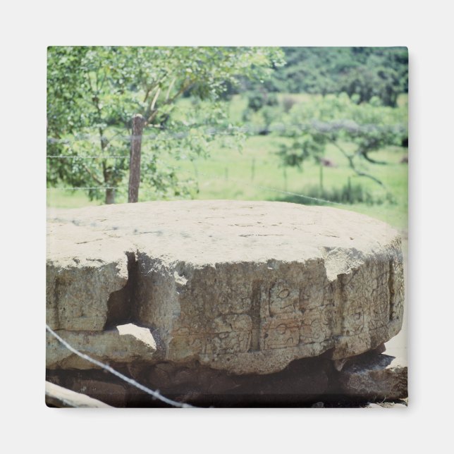 Aimant Bloc sculpté de pierre ronde Ruines mayas Copán Ph (Devant)
