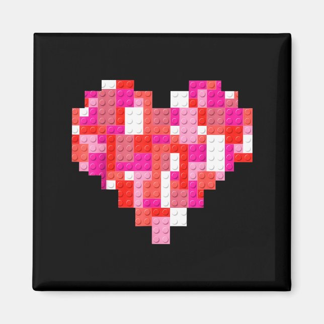 Aimant blocs de coeur de la Saint-Valentin briques garçon (Devant)