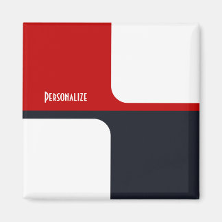 Aimant Blocs de couleurs graphiques à la mode rouge blanc