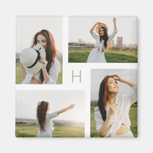 Aimant Blocs de monogramme avec couleur modifiable Photo  (Devant)