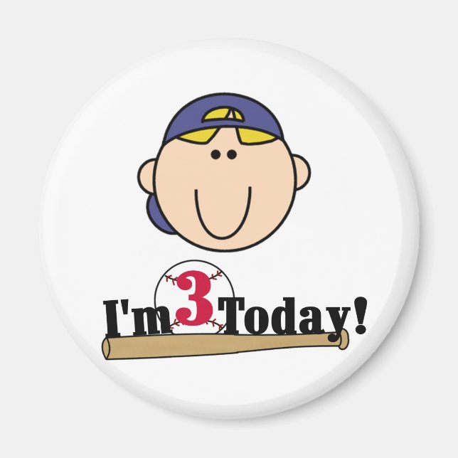 Aimant Blond Boy Baseball 3e anniversaire (Devant)