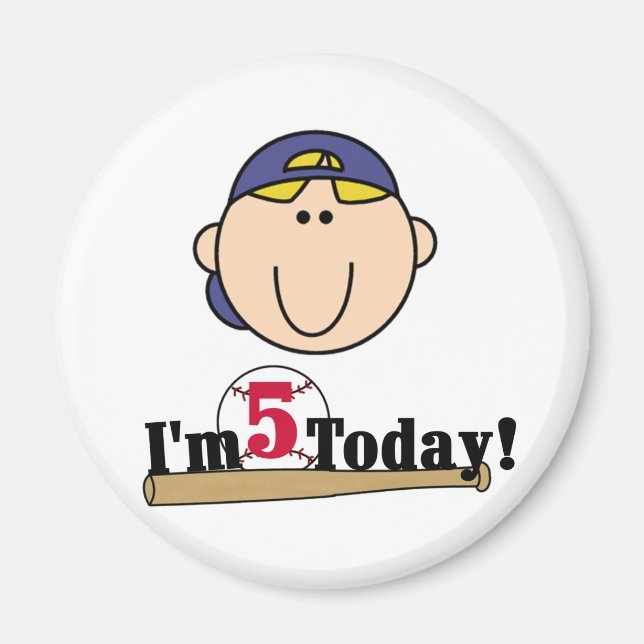 Aimant Blond Boy Baseball 5e anniversaire (Devant)