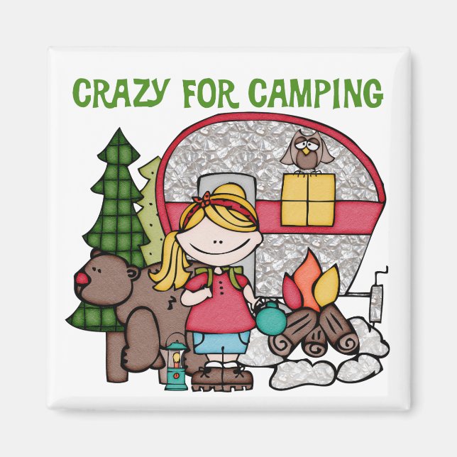 Aimant Blond Girl Crazy Pour Camping (Devant)
