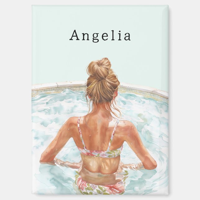 Aimant Blond Girl in Pool (Recto)