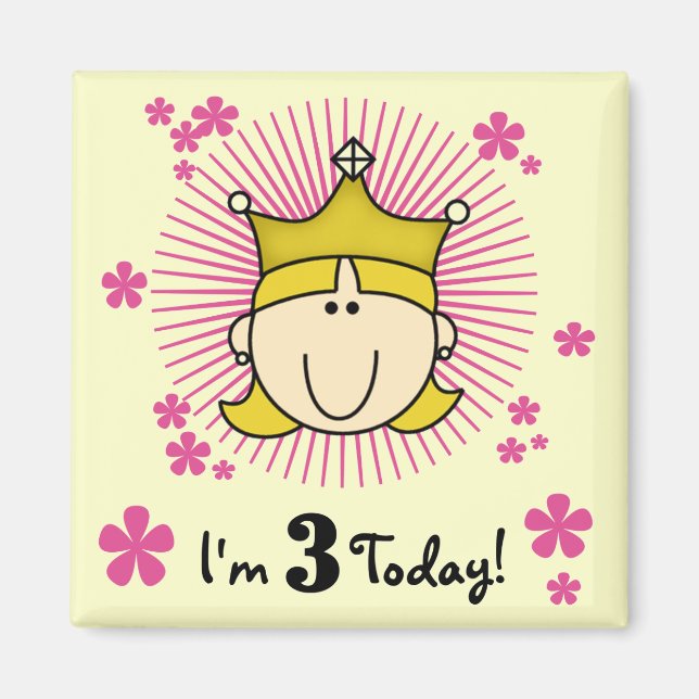 Aimant Blond Princess 3e Anniversaire Tshirts & cadeaux (Devant)