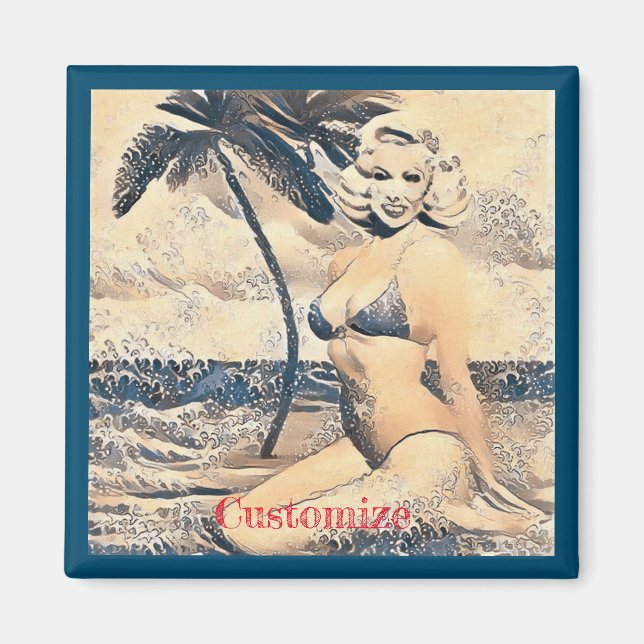 Aimant Blonde Kneeling Modèle de bikini Thunder_Cove (Devant)