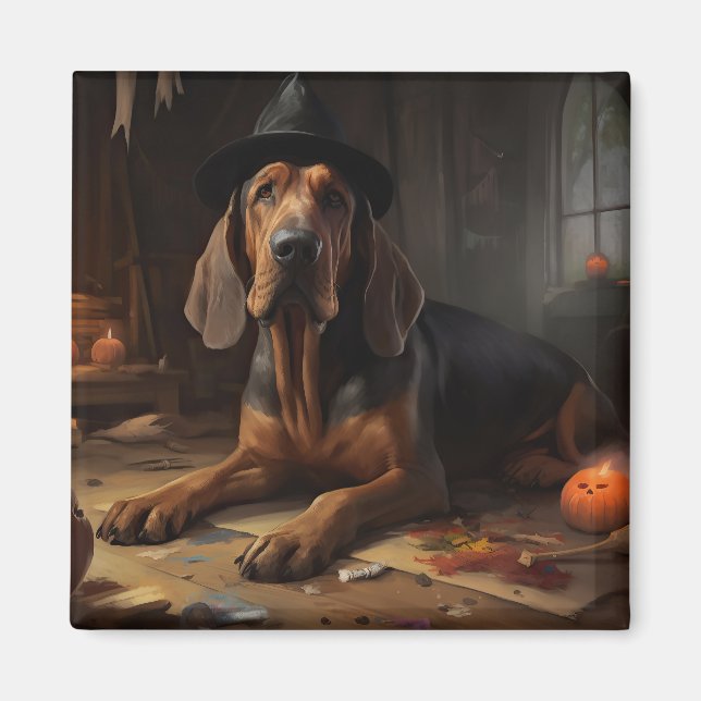 Aimant Bloodhound Citrouilles Halloween effrayant (Devant)