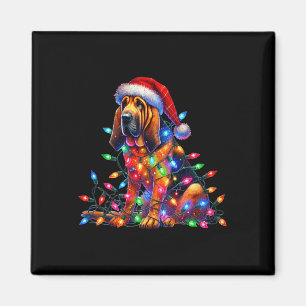 Aimant Bloodhound Feux de Noël Santa Hat Amoureux des chi