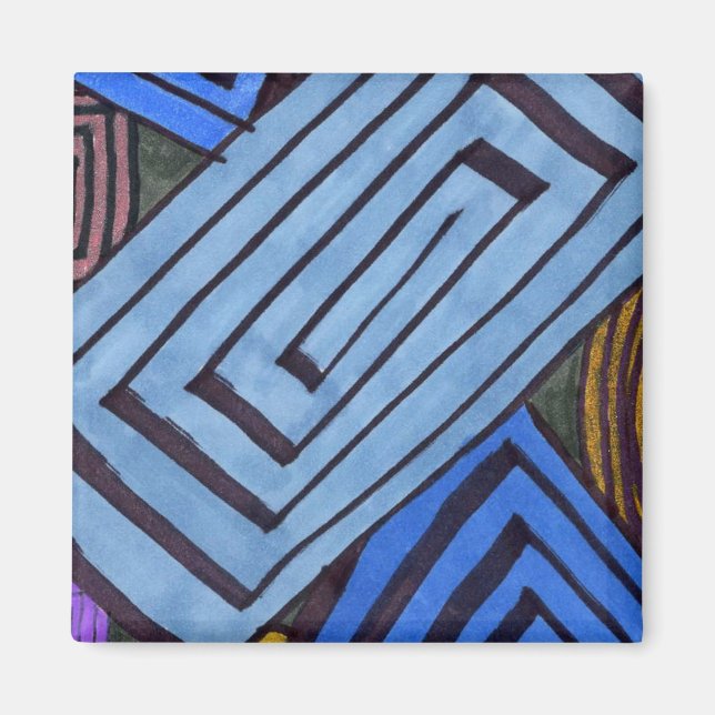 Aimant Blue abstrait rectangulaire égyptien Coil spiral a (Devant)