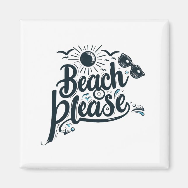 Aimant Blue and Black Beach Please (Devant)