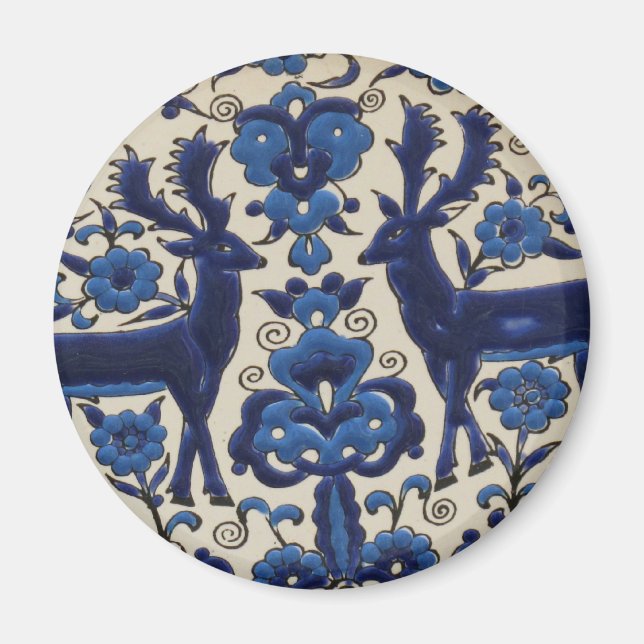 Aimant Blue and White Deer Vintage Tile (Devant)