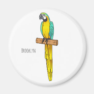 Aimant Blue-and-yellow macaw bird cartoon illustration