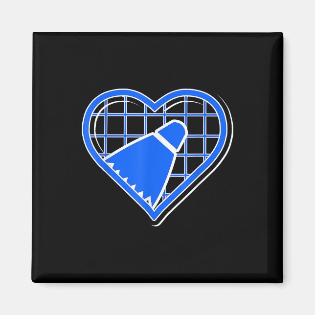 Aimant Blue Badminton Heart Pour Les Amateurs De Badminto (Devant)