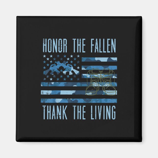 Aimant Blue Camo Us Drapeau Honneur Le Fallen Remercier L (Devant)