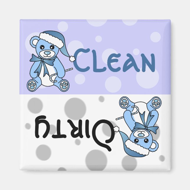 Aimant Blue Christmas Teddy Bear Nettoyer Lave-vaisselle  (Devant)