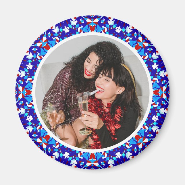 Aimant Blue Custom Joyeux Noël Photo Keepsaké cadeau (Devant)