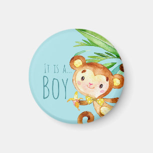 Aimant Blue Cute Monkey Baby Boy Faire-part 2