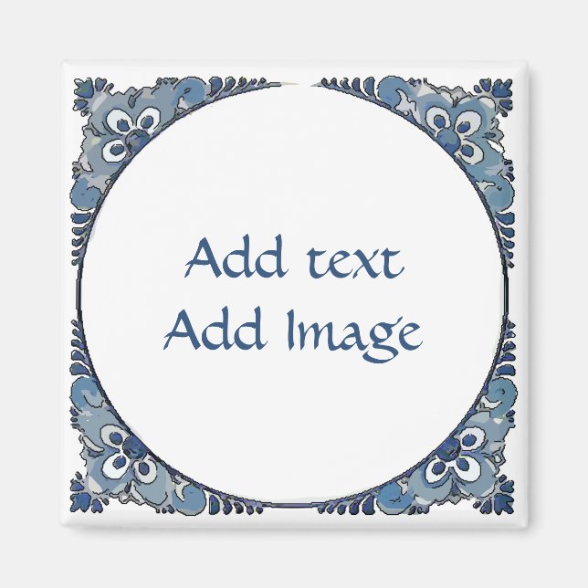 Aimant Blue Dutch Look, ajouter du texte, (Devant)