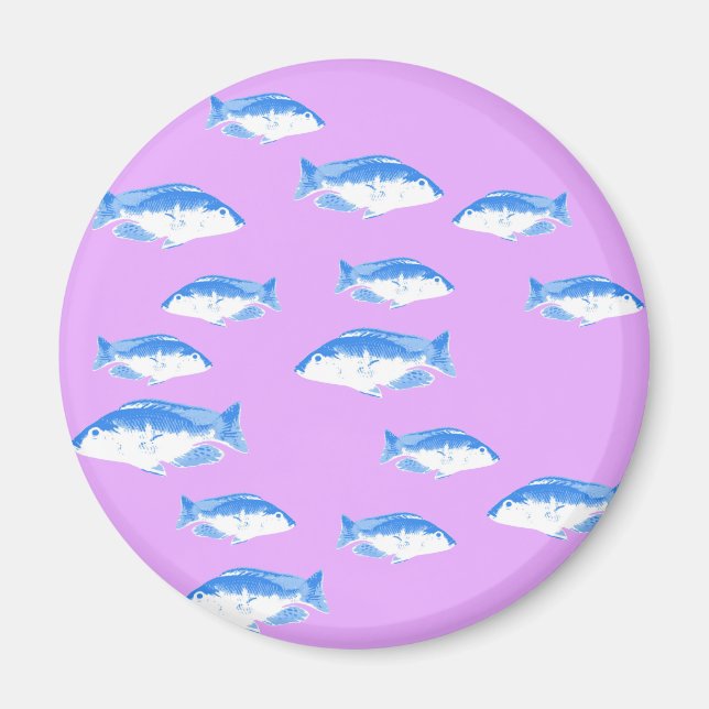 Aimant Blue fish on lilac (Devant)