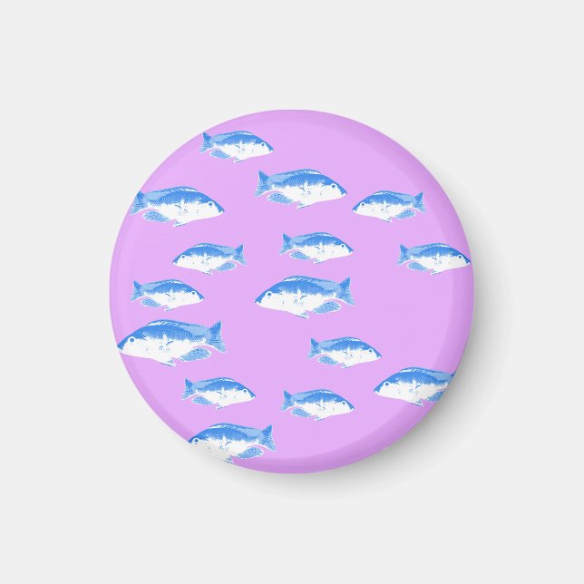 Aimant Blue fish on lilac (Devant)