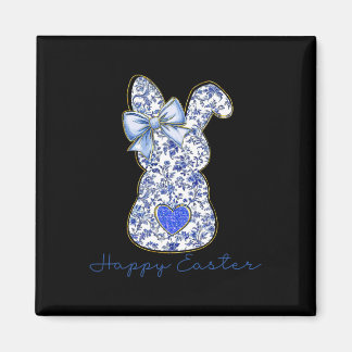 Aimant Blue Floral Toile Chinoiserie Bunny Easter For Gir