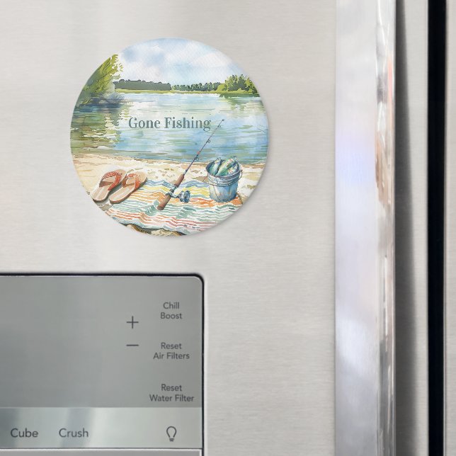 Aimant Blue Gone Fishing Bucket Lake (In situ (réfrigérateur))