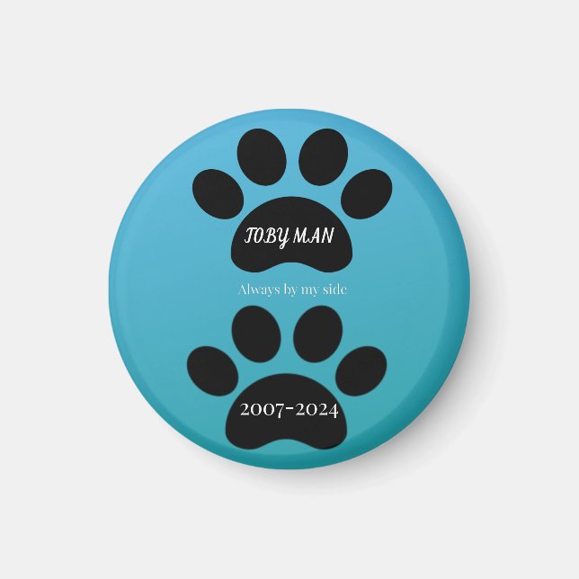Aimant Blue Gradient Double Paw Print Remembrance (Devant)