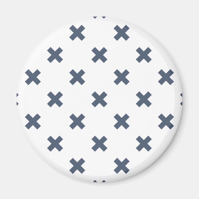 Aimant Blue-grey cross stitches on white (Devant)