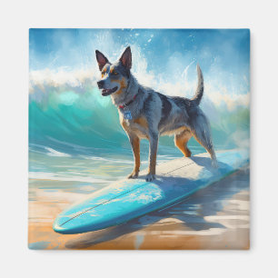Aimant Blue Heeler Beach Surfing Peinture