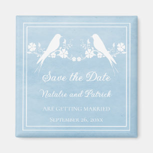 Aimant Blue Lovebird Floral Enregistrer l'aimant de date