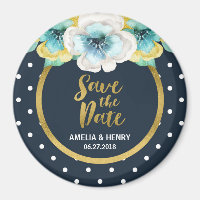Blue Polka Dot, Faux Gold Floral Enregistrer la da