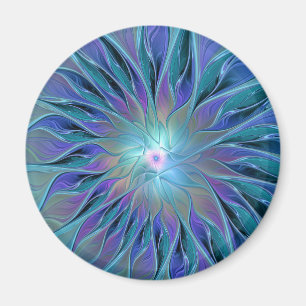Aimant Blue Purple Flower Dream Abstrait Fractal Art