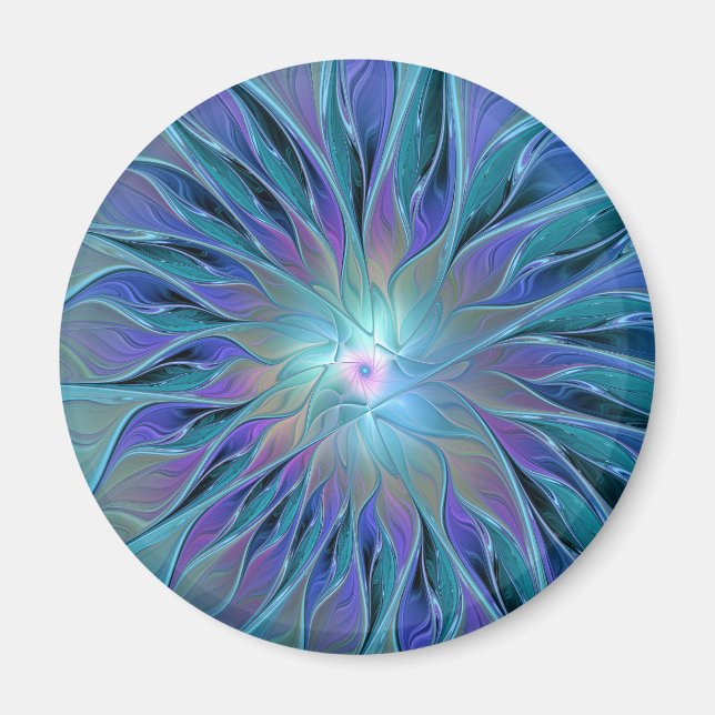 Aimant Blue Purple Flower Dream Abstrait Fractal Art (Devant)