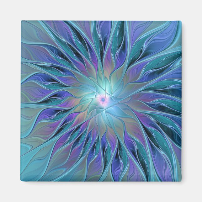 Aimant Blue Purple Flower Dream Abstrait Fractal Art Magn (Devant)