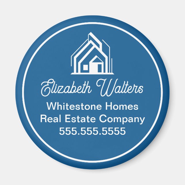 Aimant Blue Real Estate Company Elegant Custom Realtor (Devant)