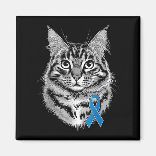 Aimant Blue Ribbon Support Diabète Sensibilisation Chat P