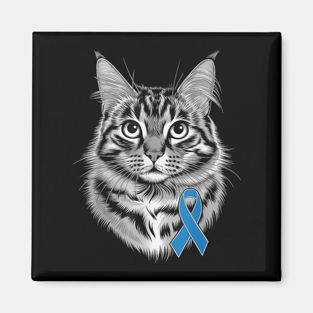 Aimant Blue Ribbon Support Diabète Sensibilisation Chat P (Devant)