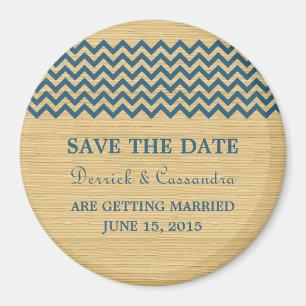Aimant Blue Rustic Chevron Enregistrer l'aimant de date