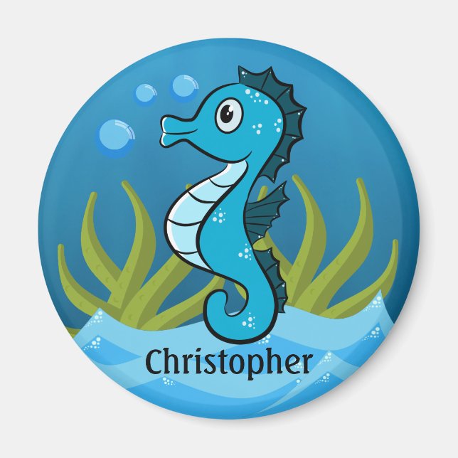 Aimant Blue Seahorse Personnalisé (Devant)