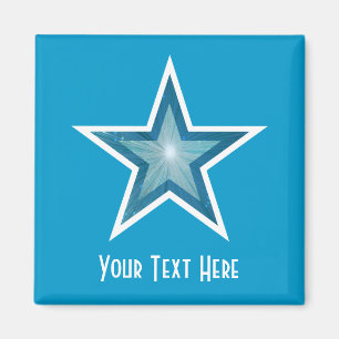 Aimant Blue Star fridge 'Your Text' carré bleu