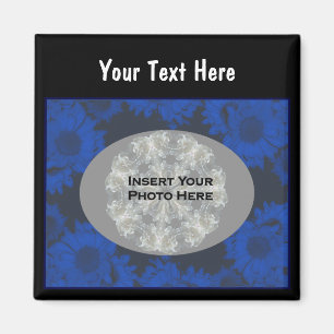 Aimant Blue Sunflower Design Floral Photo