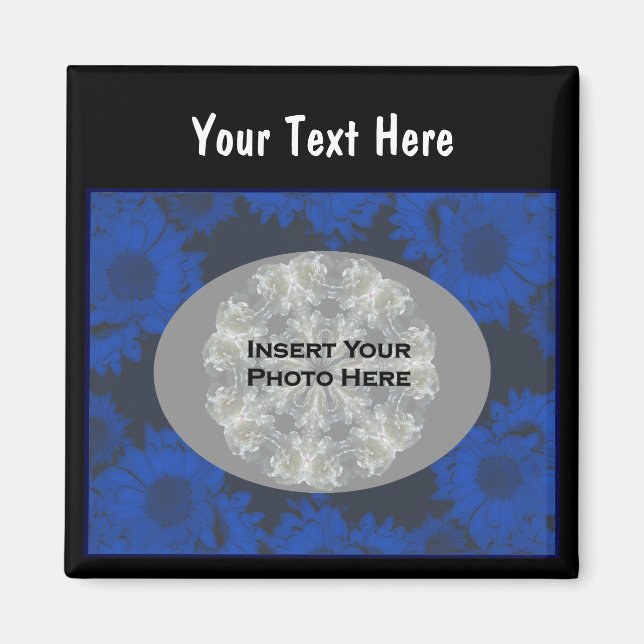 Aimant Blue Sunflower Design Floral Photo (Devant)