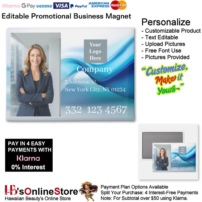 Aimant Blue Wave Company Photo Logo Promotional Business (Blue Wave Company Photo Logo Promotional Business Magnet.)