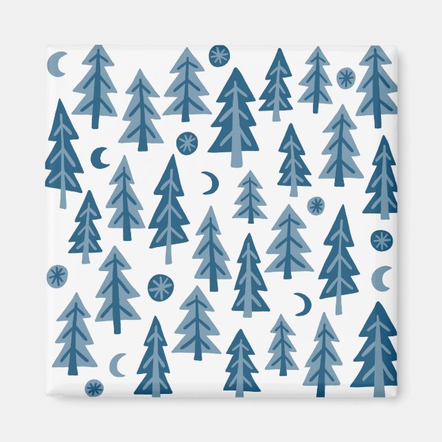 Aimant Blue Winter Trees Moonlight Forest (Devant)