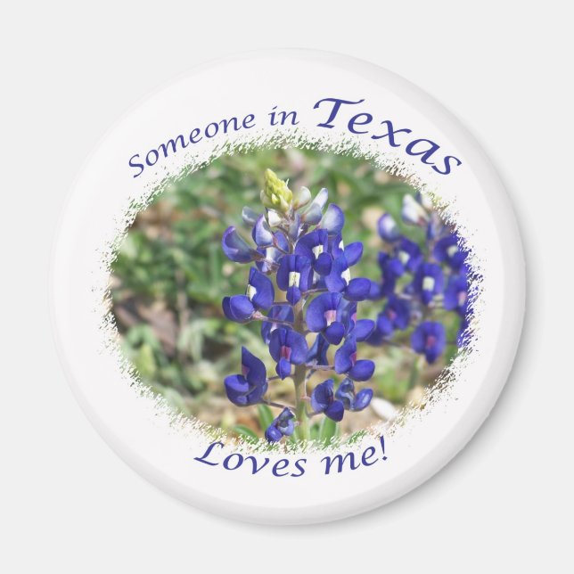 Aimant Bluebonnet Quelqu'un au Texas m'aime l'aimant (Devant)