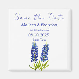 Aimant Bluebonnets Blue Floral Texas Rustic Mariage