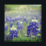 Aimant Bluebonnets Blue Flowers Texas Floral Mariage<br><div class="desc">Bluebonnets,  fleurs bleues,  Texas,  aimant Mariage à étoile unique. Parfait pour un cadeau d'anniversaire,  pour eux.</div>