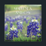 Aimant Bluebonnets Blue Flowers Texas Floral Mariage<br><div class="desc">Bluebonnets,  fleurs bleues,  Texas,  aimant Mariage à étoile unique. Parfait pour un cadeau d'anniversaire,  pour eux.</div>