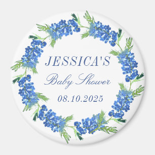 Aimant Bluebonnets Floral Monogram Mariage Baby shower
